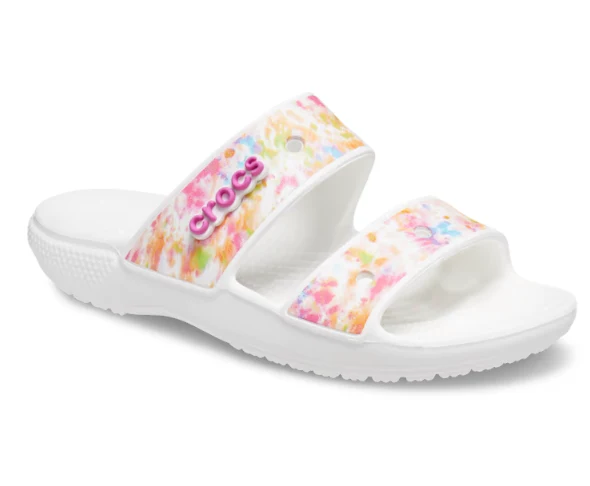 Crocs Klassische Unisex-Sandale mit Tie-Dye-Grafik – Mehrfarbig / Weiß