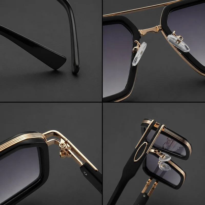 Eckige Damen-Sonnenbrille mit Doppelsteg