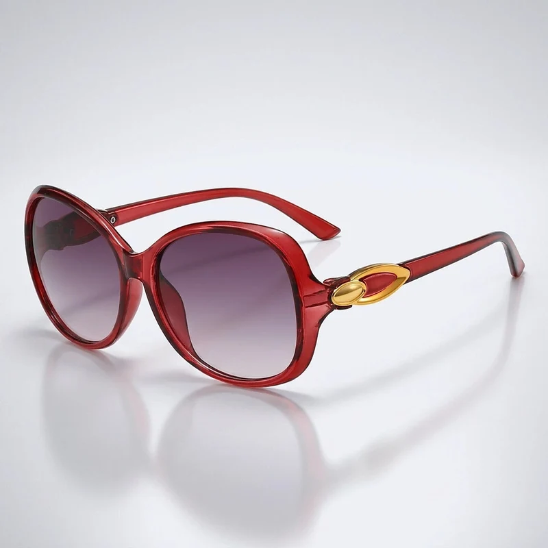 Damen-Sonnenbrille mit Schmetterlingsform und Metallic-Akzenten