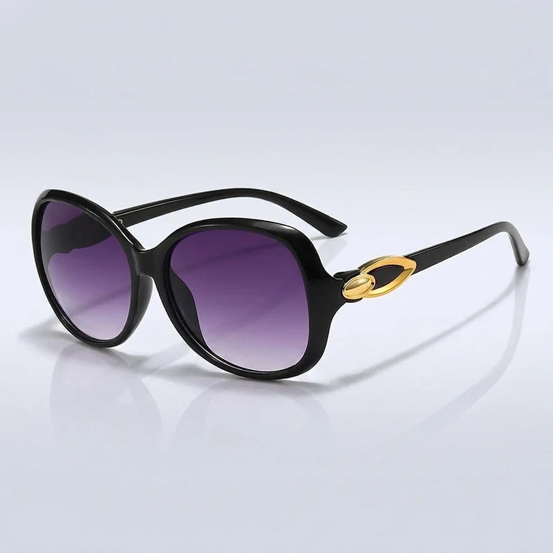 Damen-Sonnenbrille mit Schmetterlingsform und Metallic-Akzenten