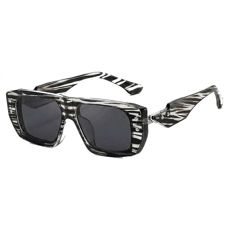 Eckige Damen-Sonnenbrille mit Muster und Nieten
