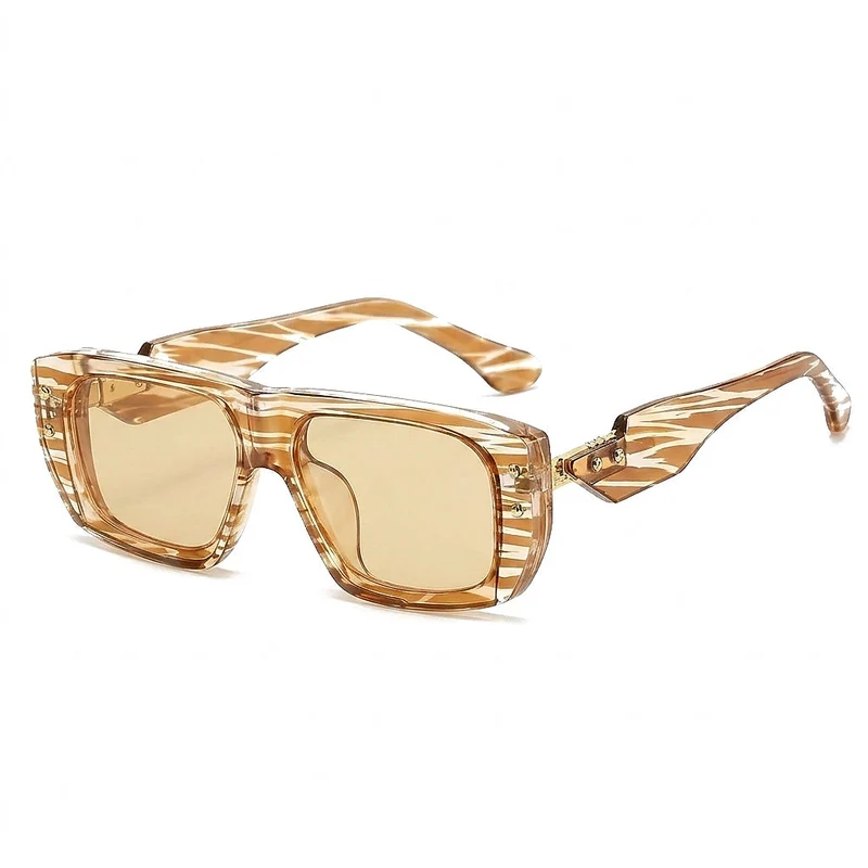 Eckige Damen-Sonnenbrille mit Muster und Nieten