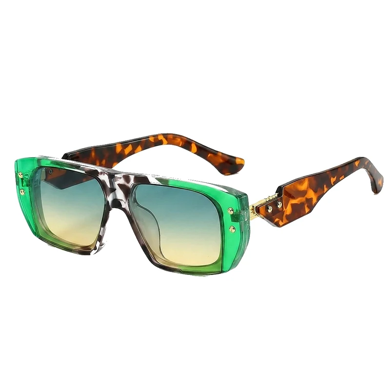 Eckige Damen-Sonnenbrille mit Muster und Nieten