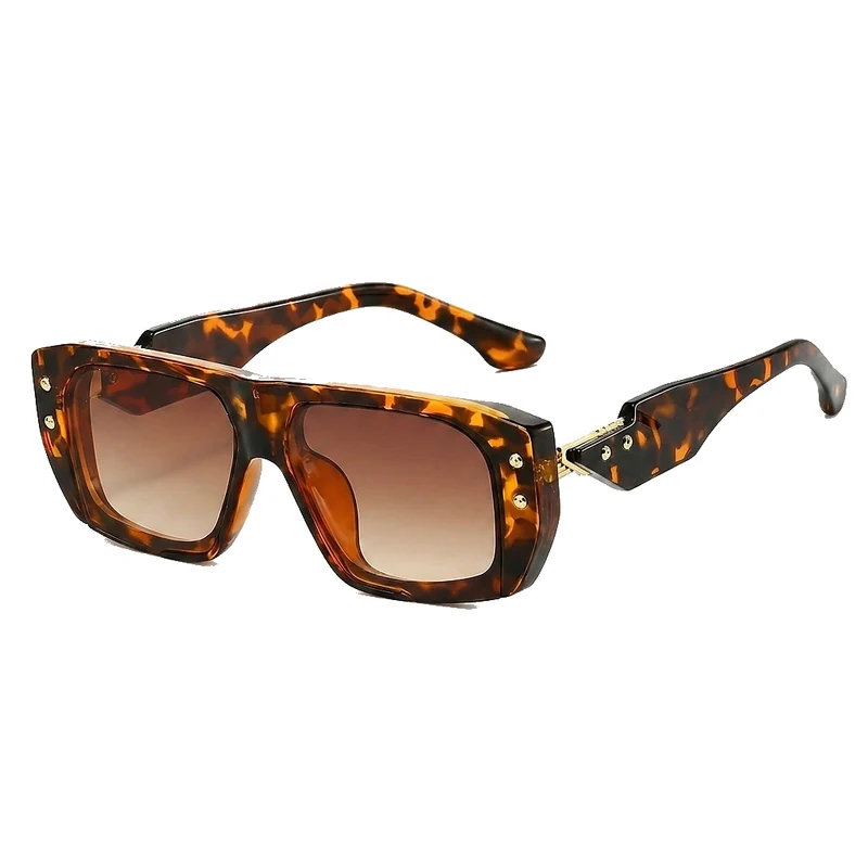 Eckige Damen-Sonnenbrille mit Muster und Nieten