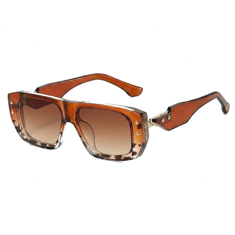 Eckige Damen-Sonnenbrille mit Muster und Nieten