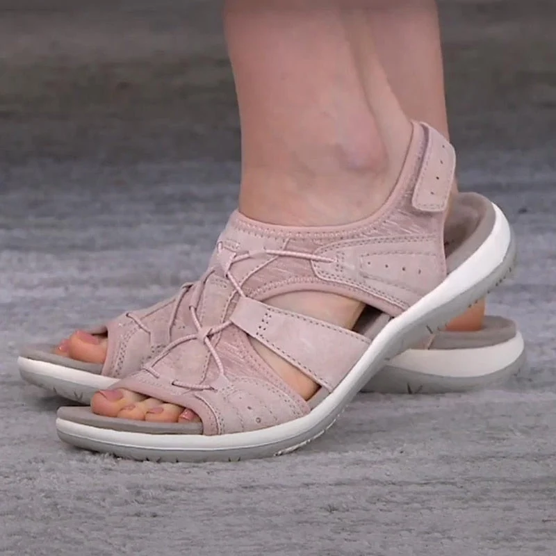 Damen-Sandalen mit offener Zehenpartie, Bungee-Kordelzug und Fersenriemen
