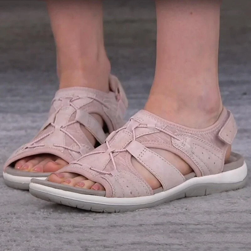 Damen-Sandalen mit offener Zehenpartie, Bungee-Kordelzug und Fersenriemen