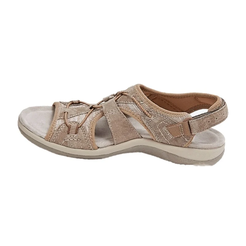 Damen-Sandalen mit offener Zehenpartie, Bungee-Kordelzug und Fersenriemen