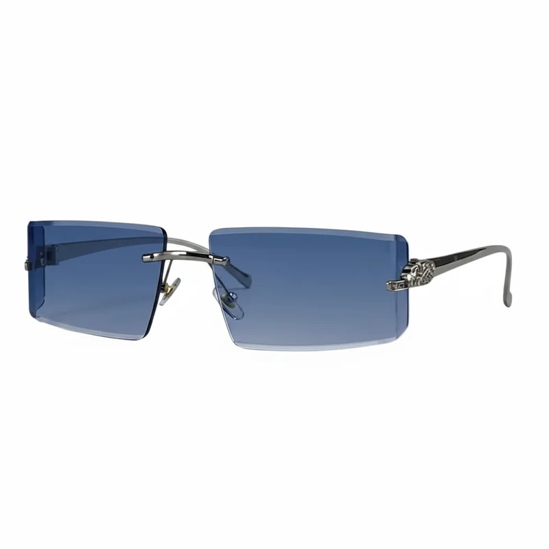 Herren Sonnenbrille mit rechteckigen Gläsern und dekorativem Bügeldetail