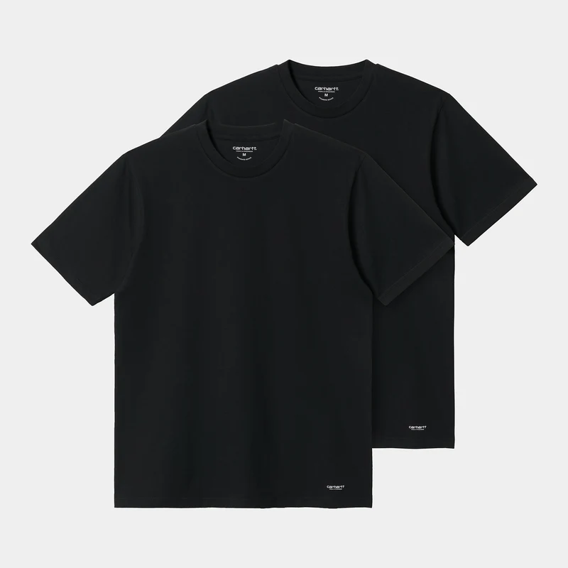 Carhartt WIP Herren Standard-Kurzarm-T-Shirt mit Rundhalsausschnitt (2er-Pack) – Schwarz