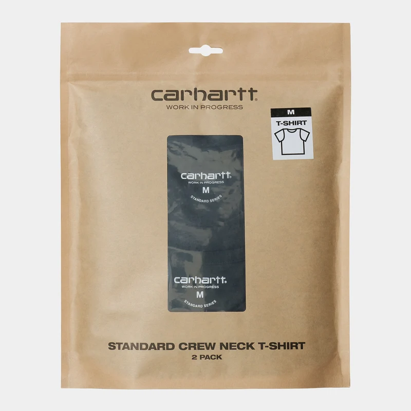 Carhartt WIP Herren Standard-Kurzarm-T-Shirt mit Rundhalsausschnitt (2er-Pack) – Schwarz