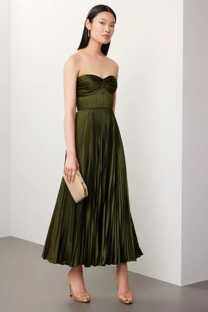 Alenya | Trägerloses Plissé-Maxikleid