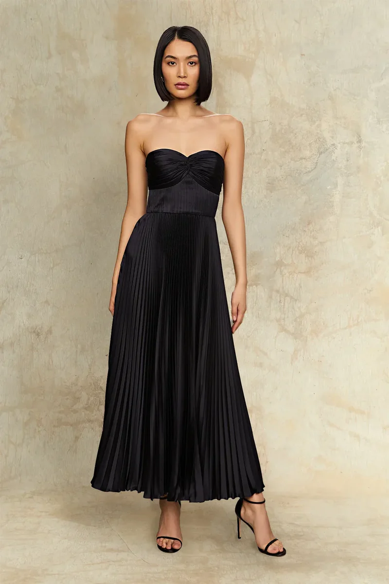 Alenya | Trägerloses Plissé-Maxikleid