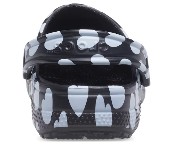 Crocs Unisex-Clog mit klassischem Herz-Print – Schwarz/Weiß