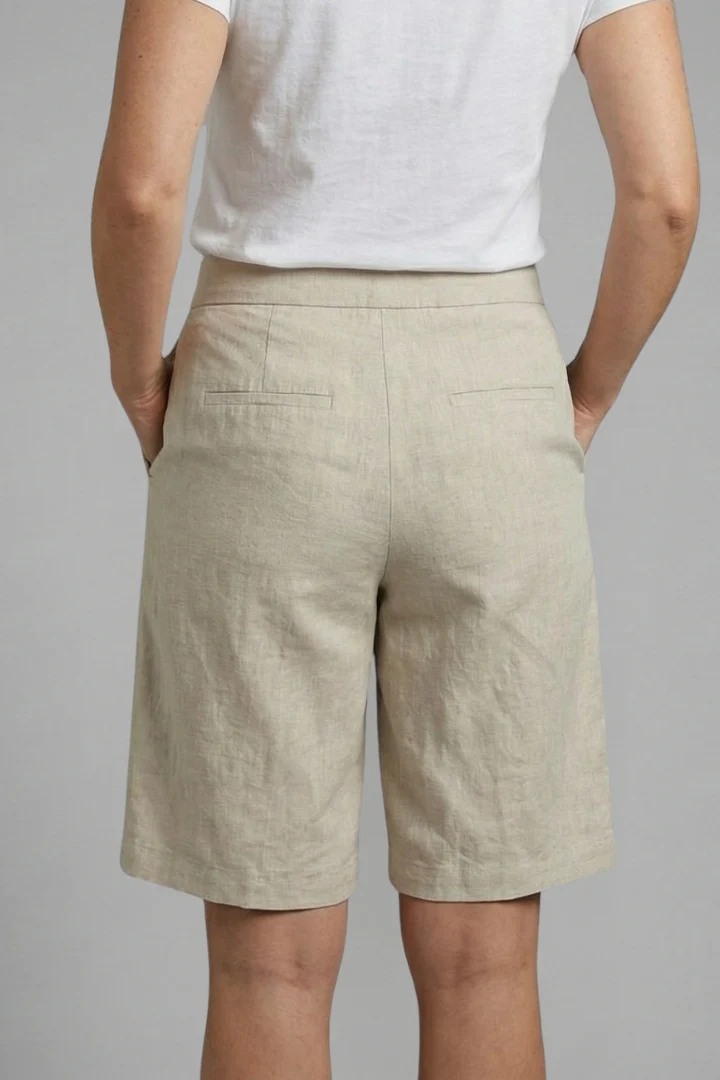 Damen-Shorts mit hoher Taille, knielang mit schrägen Taschen