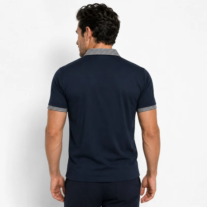 Herren-Kurzarm-Poloshirt mit gemustertem Besatz