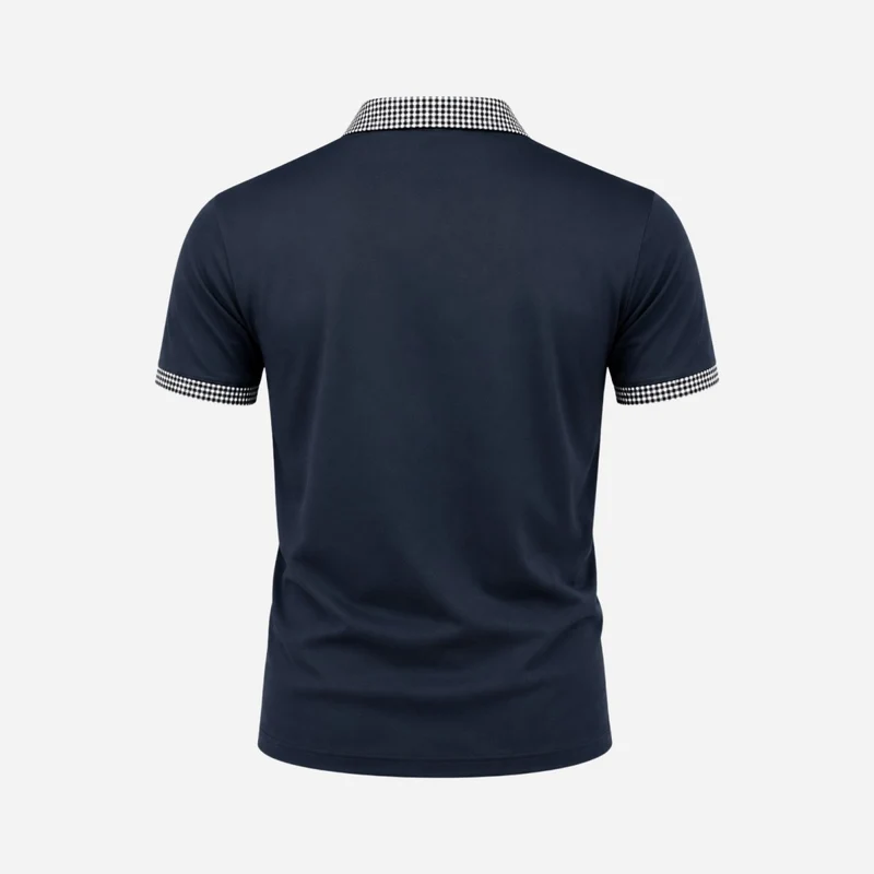 Herren-Kurzarm-Poloshirt mit gemustertem Besatz