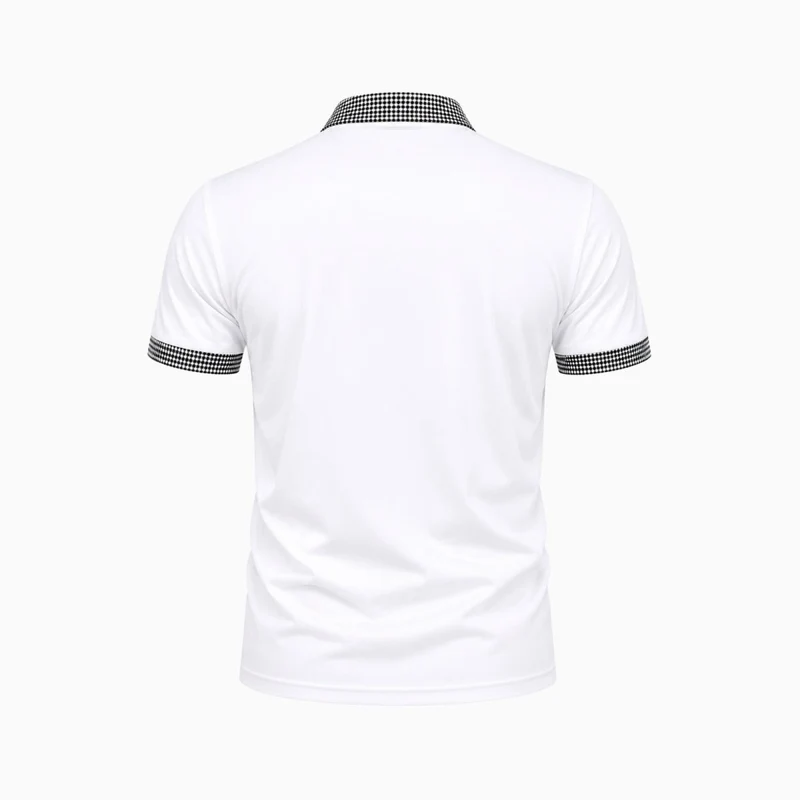 Herren-Kurzarm-Poloshirt mit gemustertem Besatz