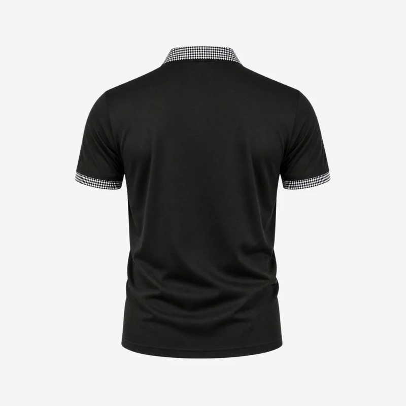 Herren-Kurzarm-Poloshirt mit gemustertem Besatz