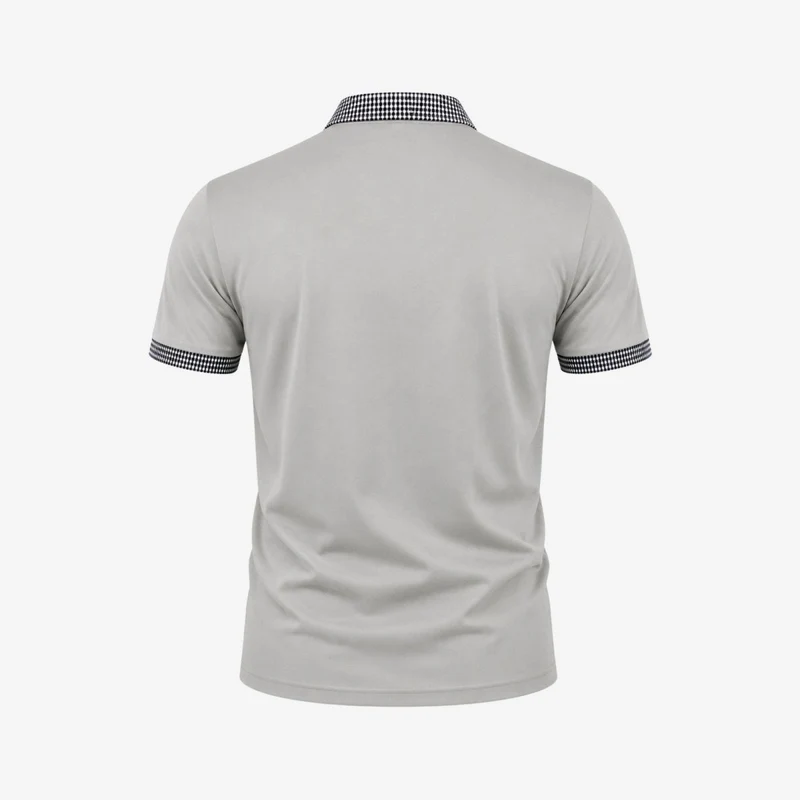 Herren-Kurzarm-Poloshirt mit gemustertem Besatz