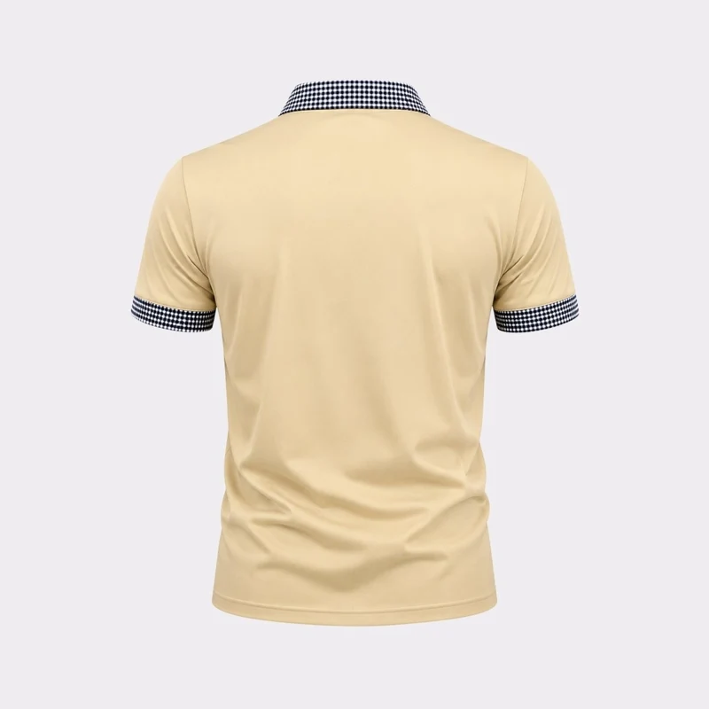 Herren-Kurzarm-Poloshirt mit gemustertem Besatz