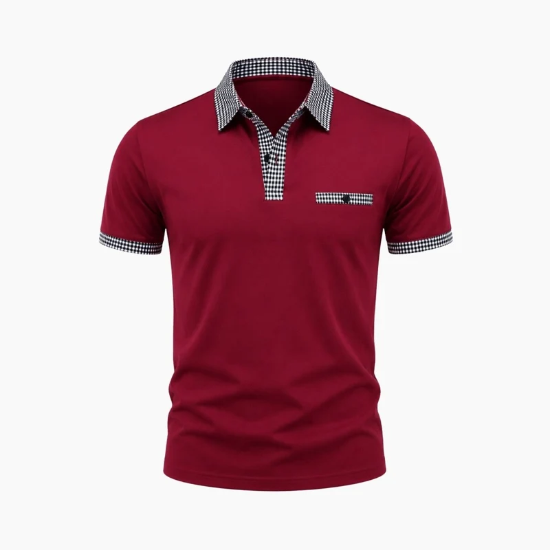 Herren-Kurzarm-Poloshirt mit gemustertem Besatz