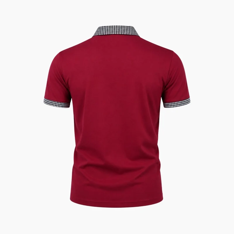 Herren-Kurzarm-Poloshirt mit gemustertem Besatz