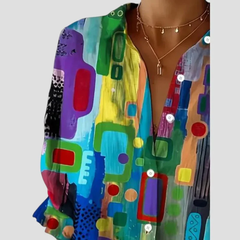 Edna | Elegante Bluse mit geometrischem Muster