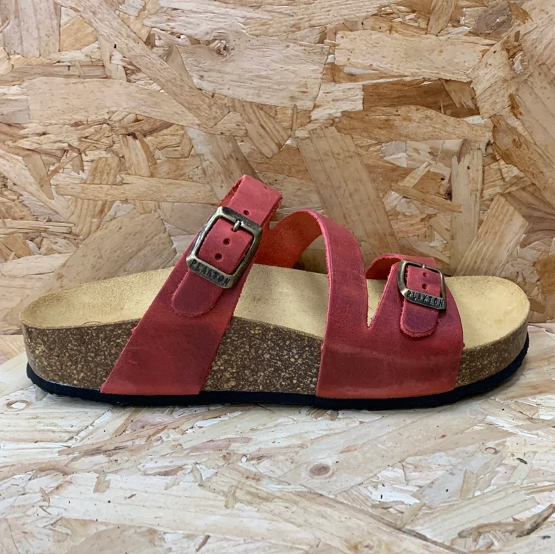 Plakton Seville Mid Apure Ledersandale für Damen – Rot