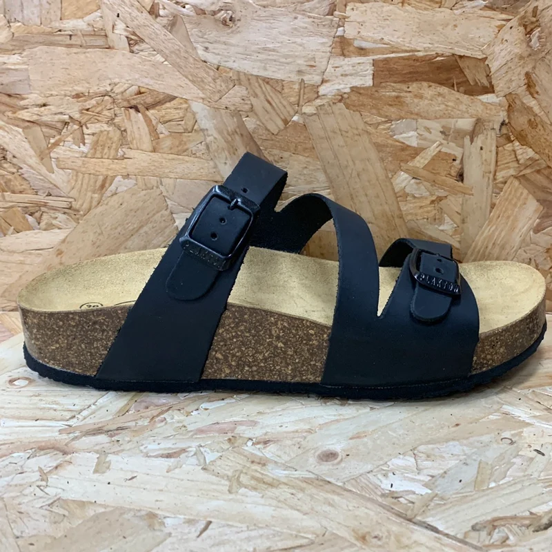 Plakton Seville Mid Apure Ledersandale für Damen – Schwarz
