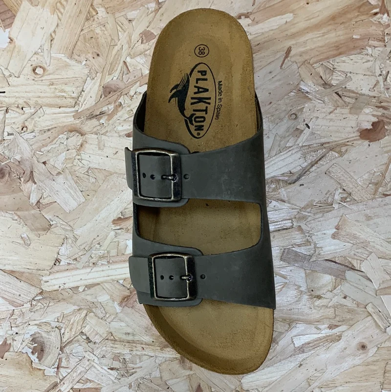 Plakton Damen-Plateausandale Malaga aus Jute-Nubukleder – Khakigrün