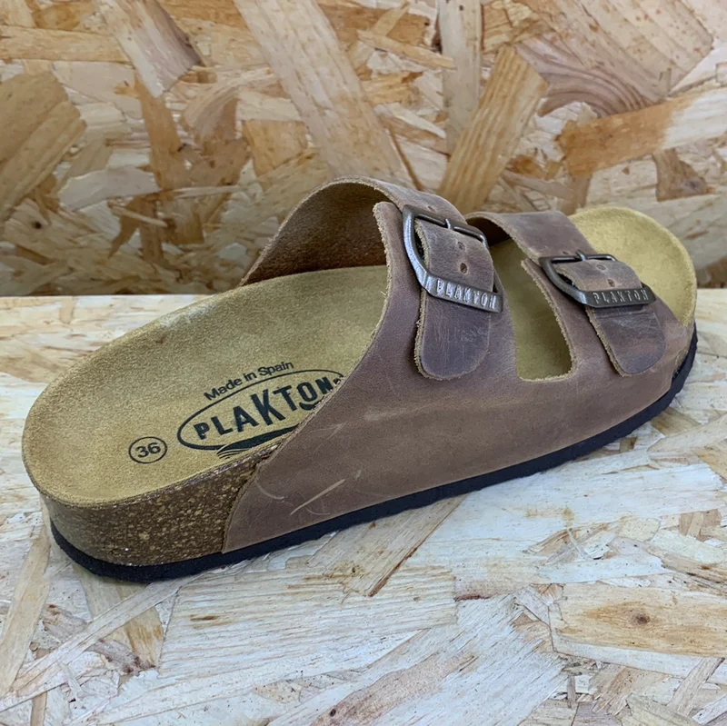 Plakton Damen Malaga Mid Apure Ledersandale – Eichenbraun