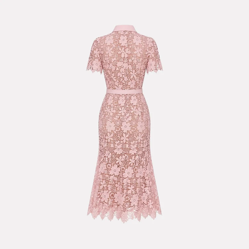 Damen Midikleid mit Blumenmuster und Gürtel und Taschen