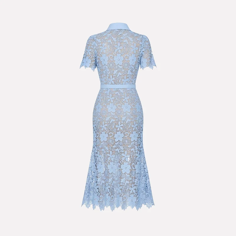 Damen Midikleid mit Blumenmuster und Gürtel und Taschen