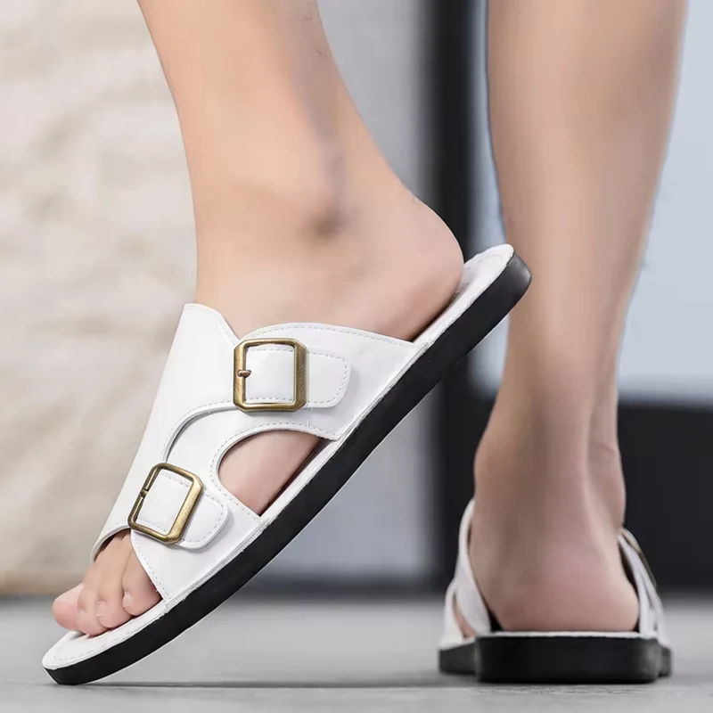 Herren Sandalen mit Doppelriemen und Schnallenverschluss