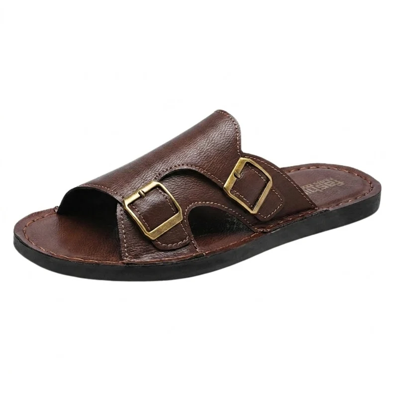 Herren Sandalen mit Doppelriemen und Schnallenverschluss