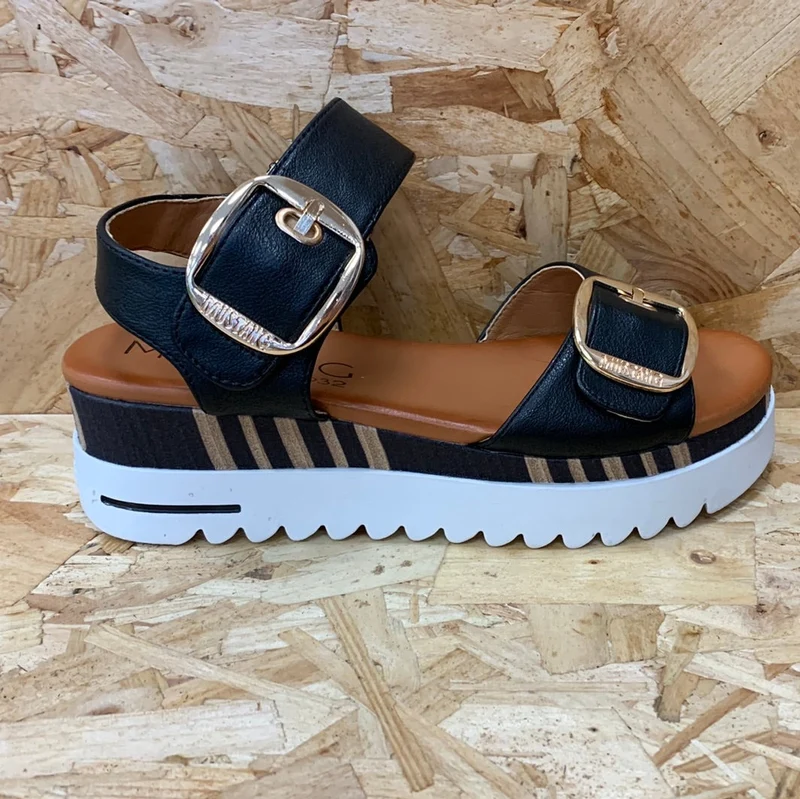 Mustang Damen-Plateausandalen – Schwarz