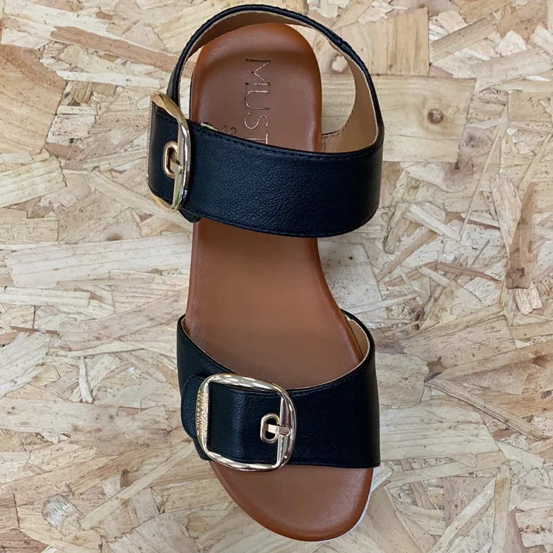Mustang Damen-Plateausandalen – Schwarz