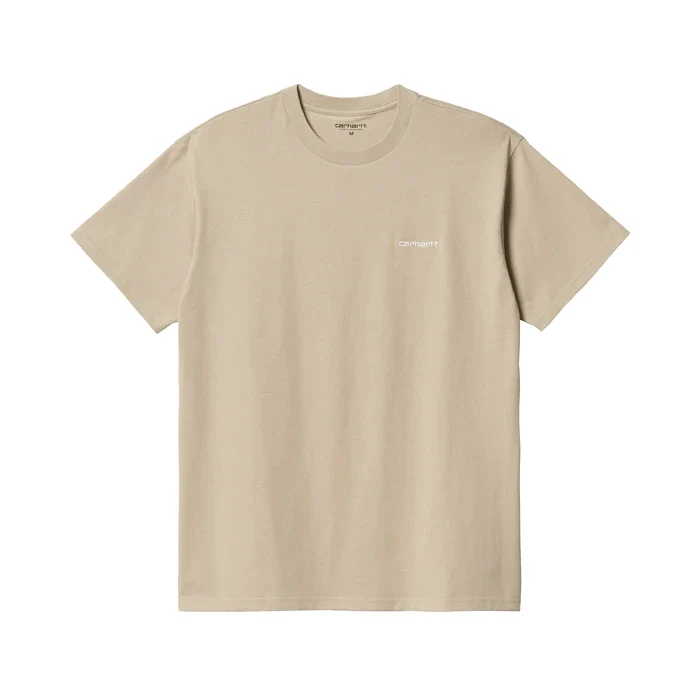 Carhartt WIP Kurzärmliges Herren-T-Shirt mit Schriftzug-Stickerei – Wand/Wachs
