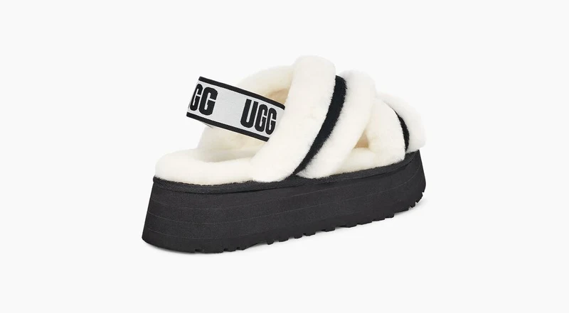 UGG Damen Disco Cross Slide - Schwarz / Weiß