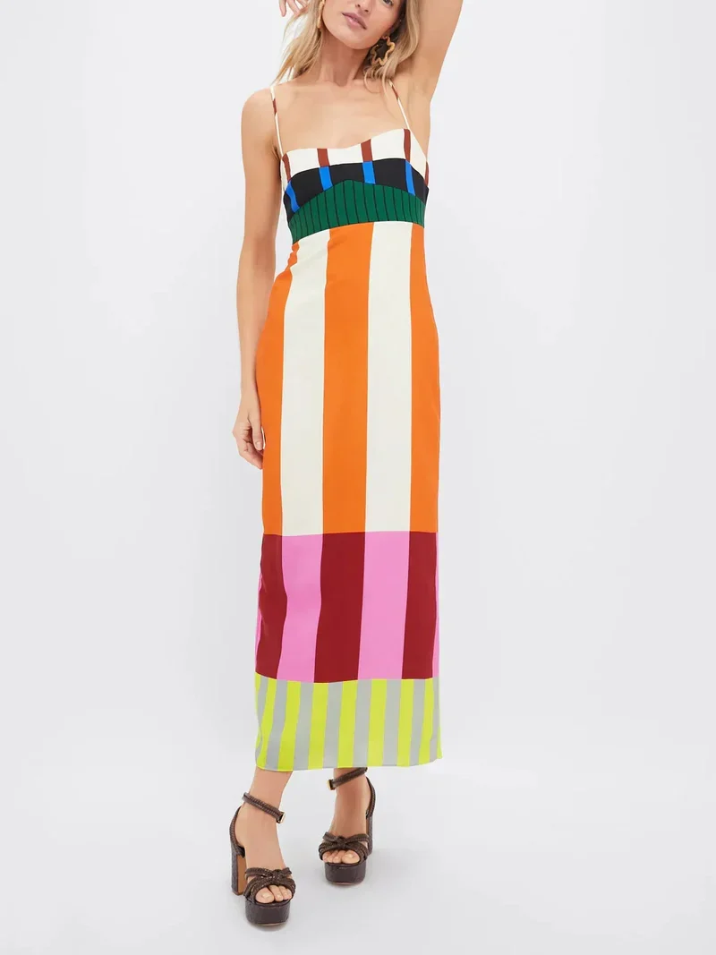 Paloma | Maxi-Kleid mit buntem Streifenmuster