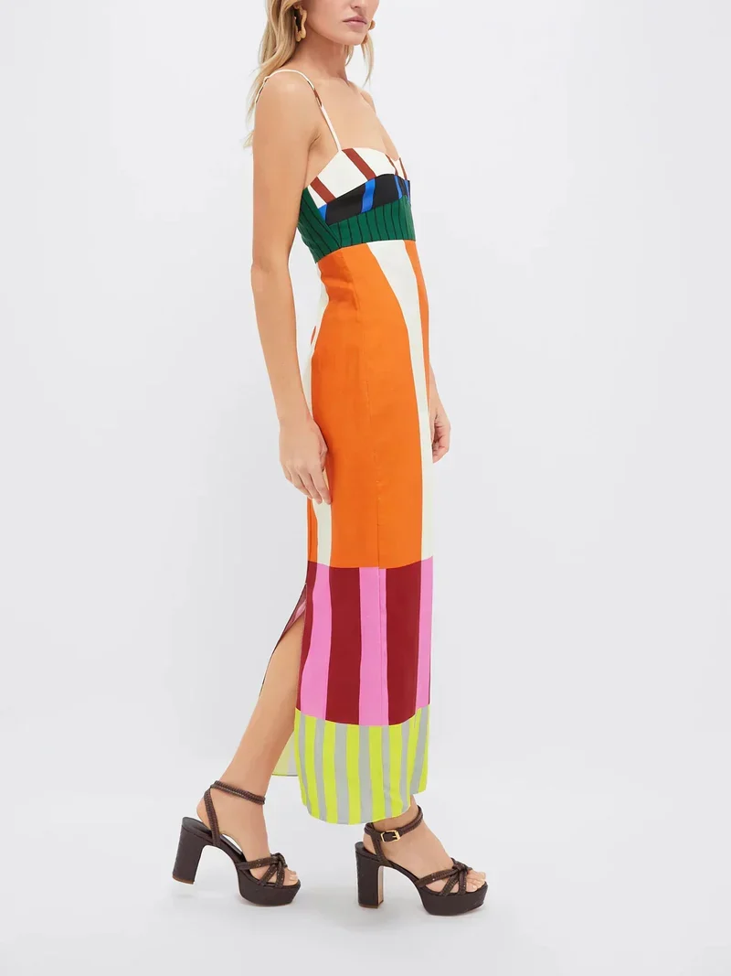 Paloma | Maxi-Kleid mit buntem Streifenmuster