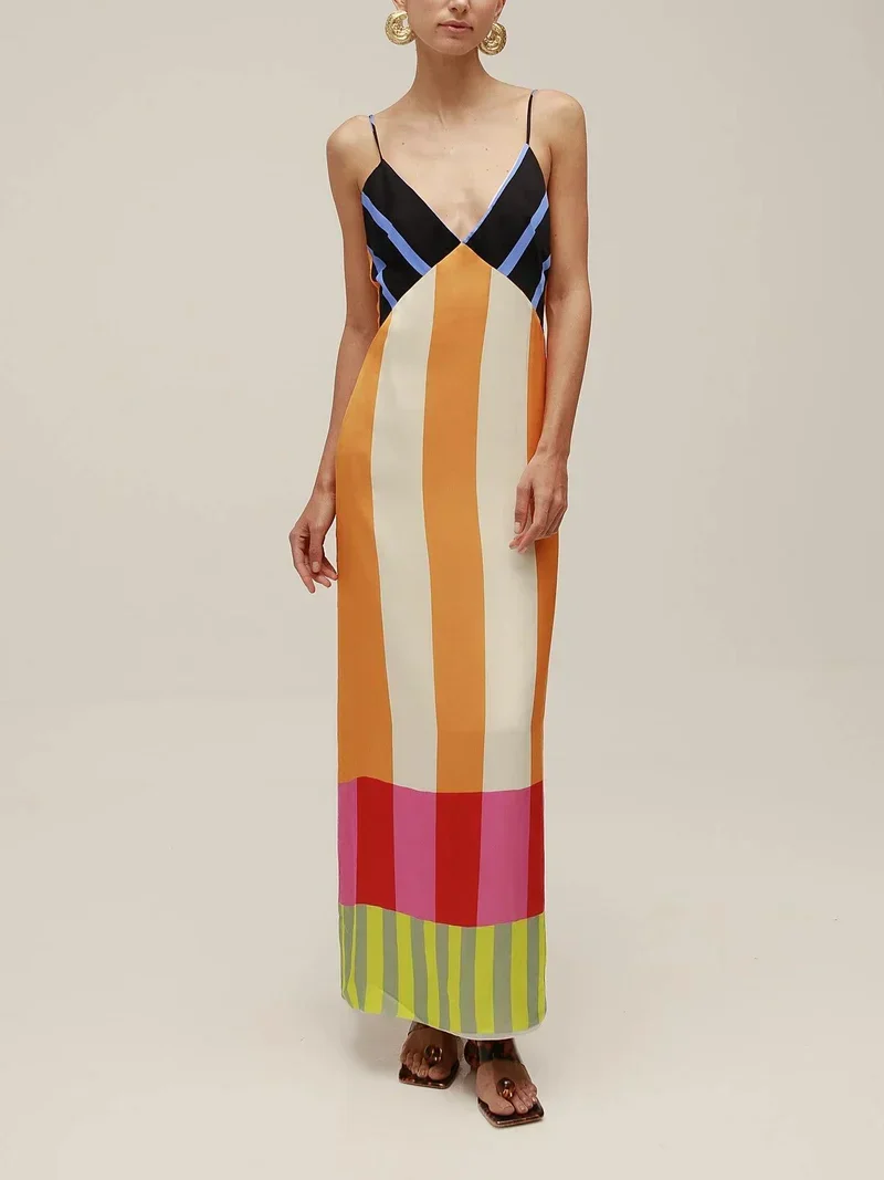 Paloma | Maxi-Kleid mit buntem Streifenmuster