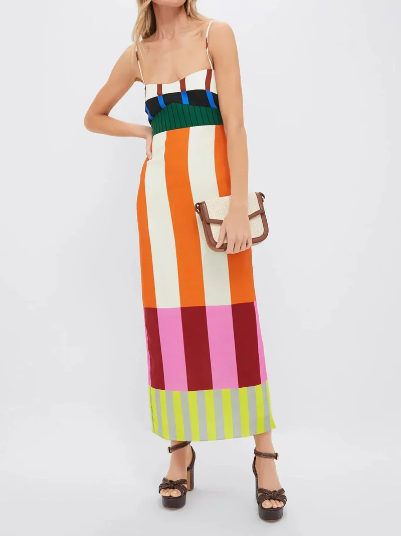Paloma | Maxi-Kleid mit buntem Streifenmuster