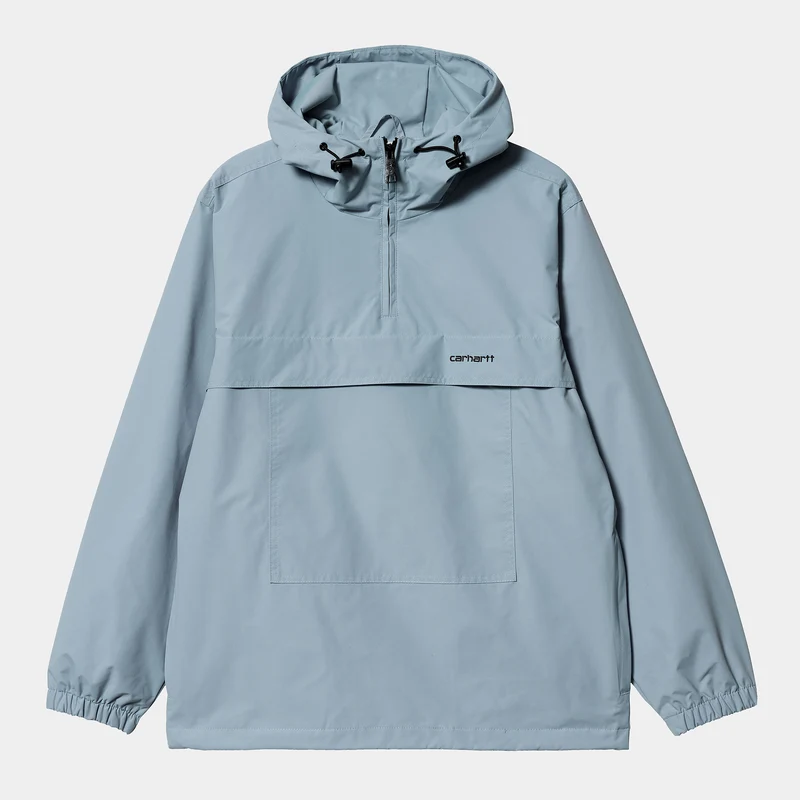 Carhartt WIP Herren-Windbreaker-Pulloverjacke – Frosted Blue / Schwarz