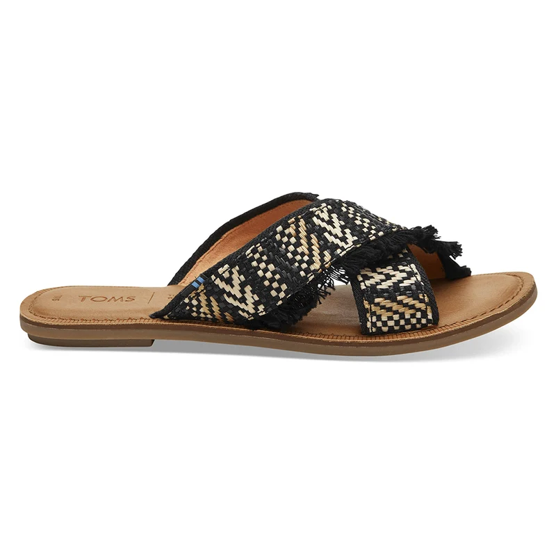 TOMS Viv Geometrisch gewebte Sandale für Damen – Schwarz