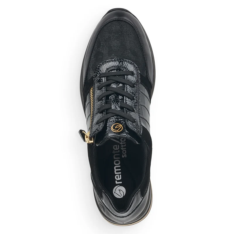 Remonte Modische Damen-Sneaker – Schwarz / Gold
