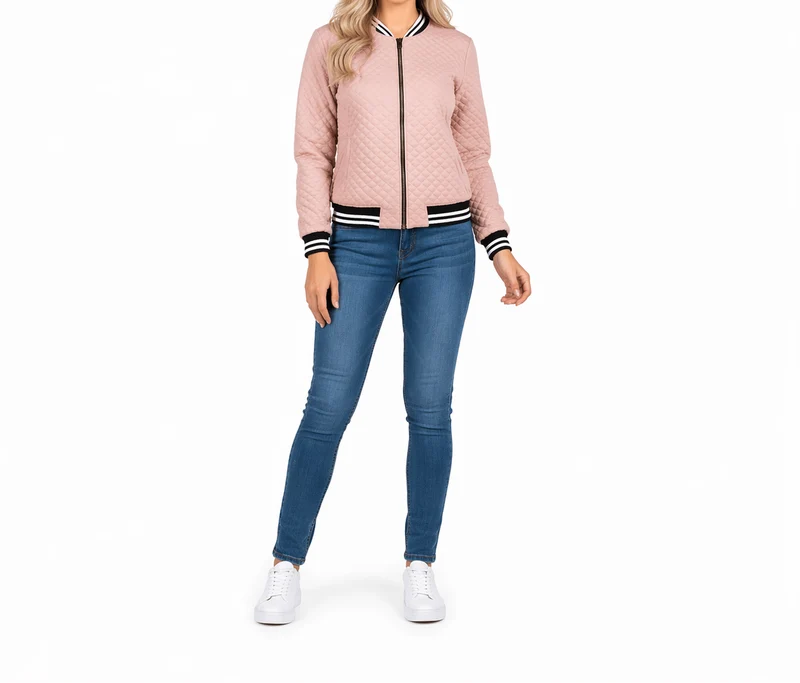 Damen Bomberjacke mit Reißverschluss und Rippbündchen