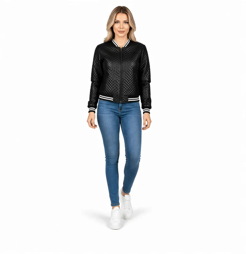 Damen Bomberjacke mit Reißverschluss und Rippbündchen