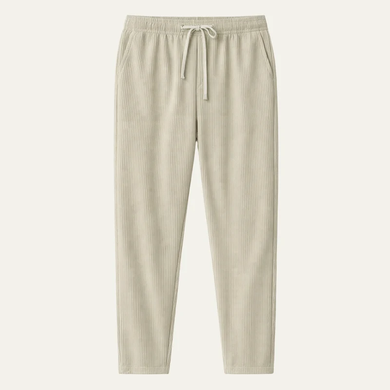 Herren Hose mit elastischem Bund und Kordelzug sowie geradem Bein